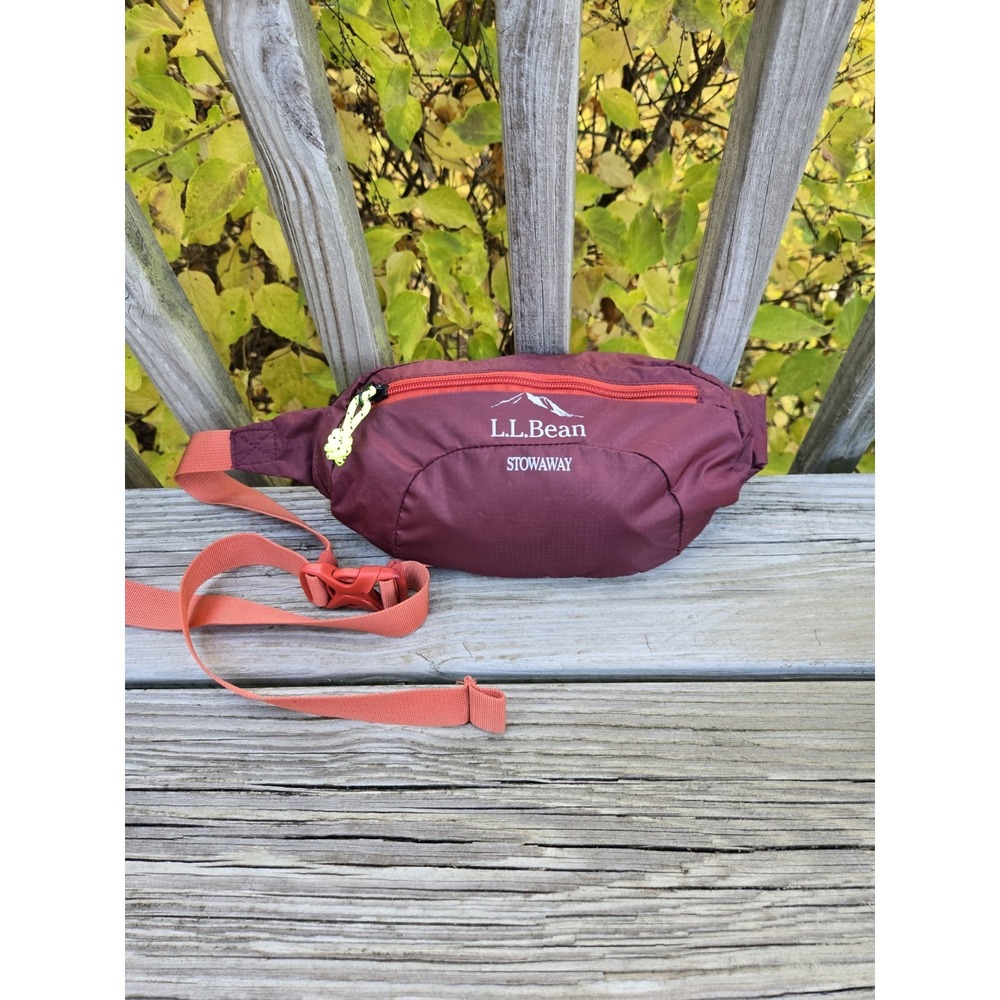 LL Bean Stowaway Hip/Waist Fanny Pack Bag Maroon & Orange Gorpcore